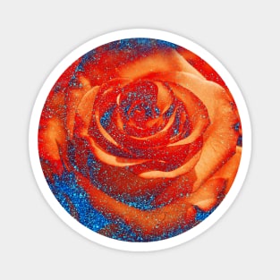 Red Roses and blue glitter floral pattern with romantic flowers Magnet